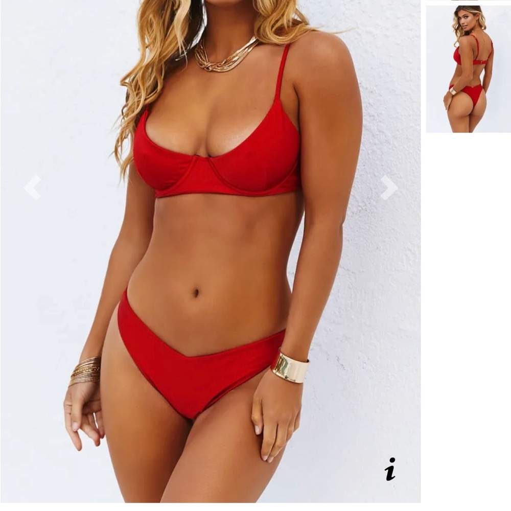 Doll: Shiny Red Women's Bikini Set (Lg top, med bottom)